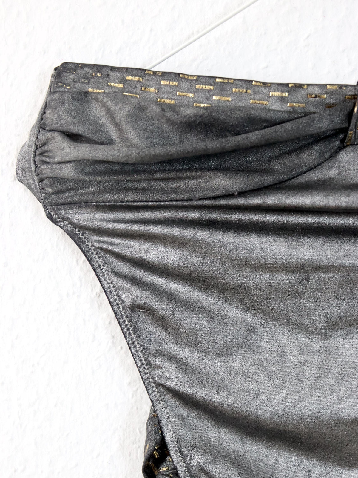 Vintage 80er 90er COST Badeanzug Body Bandeau silber gold 40