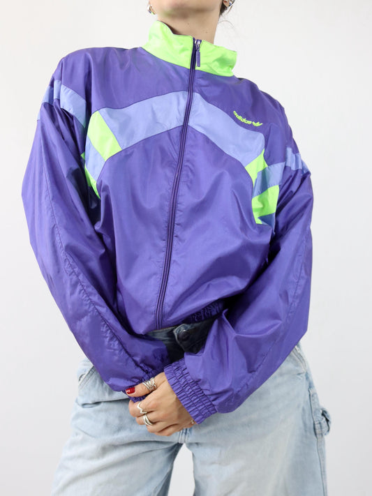 Vintage 80er 90er ADIDAS Trainingsjacke Jacke Stehkragen lila D6 M