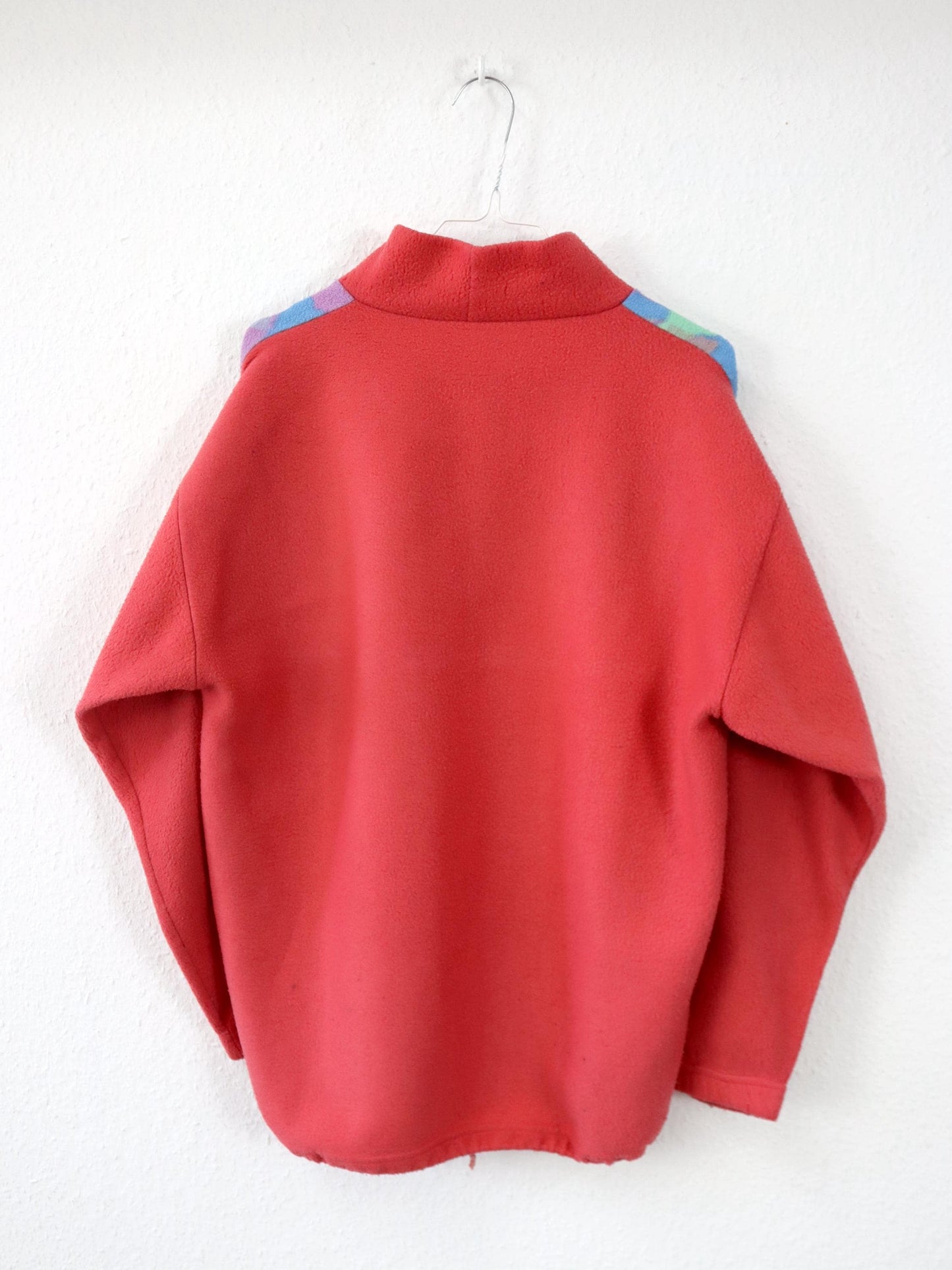 Vintage 80er 90er Fleecepullover Pullover Stehkragen bunt Aprikose M