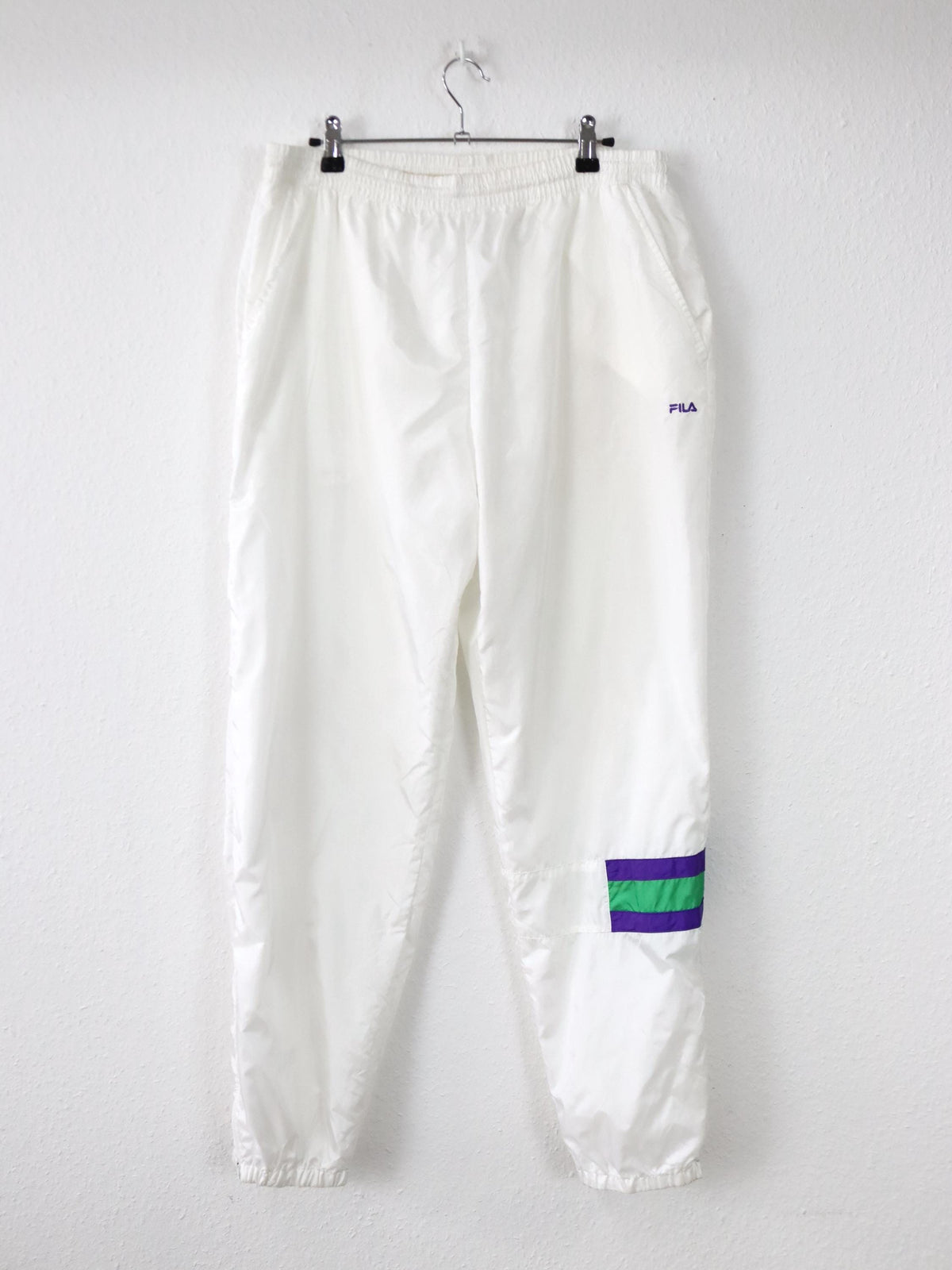 Vintage 80er 90er FILA Jogginghose Trainingshose weiß glanz 52 L
