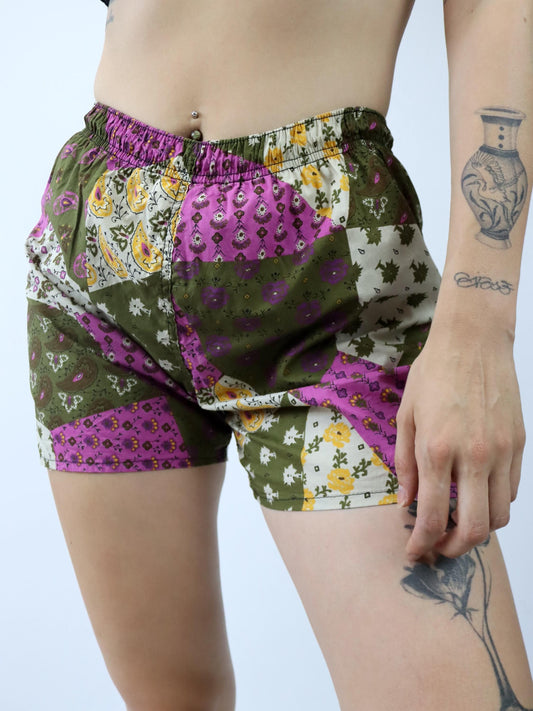 Vintage 80er 90er JOHNNY LAMBS Shorts Bermudashorts crazy pattern kurze Hose S/M