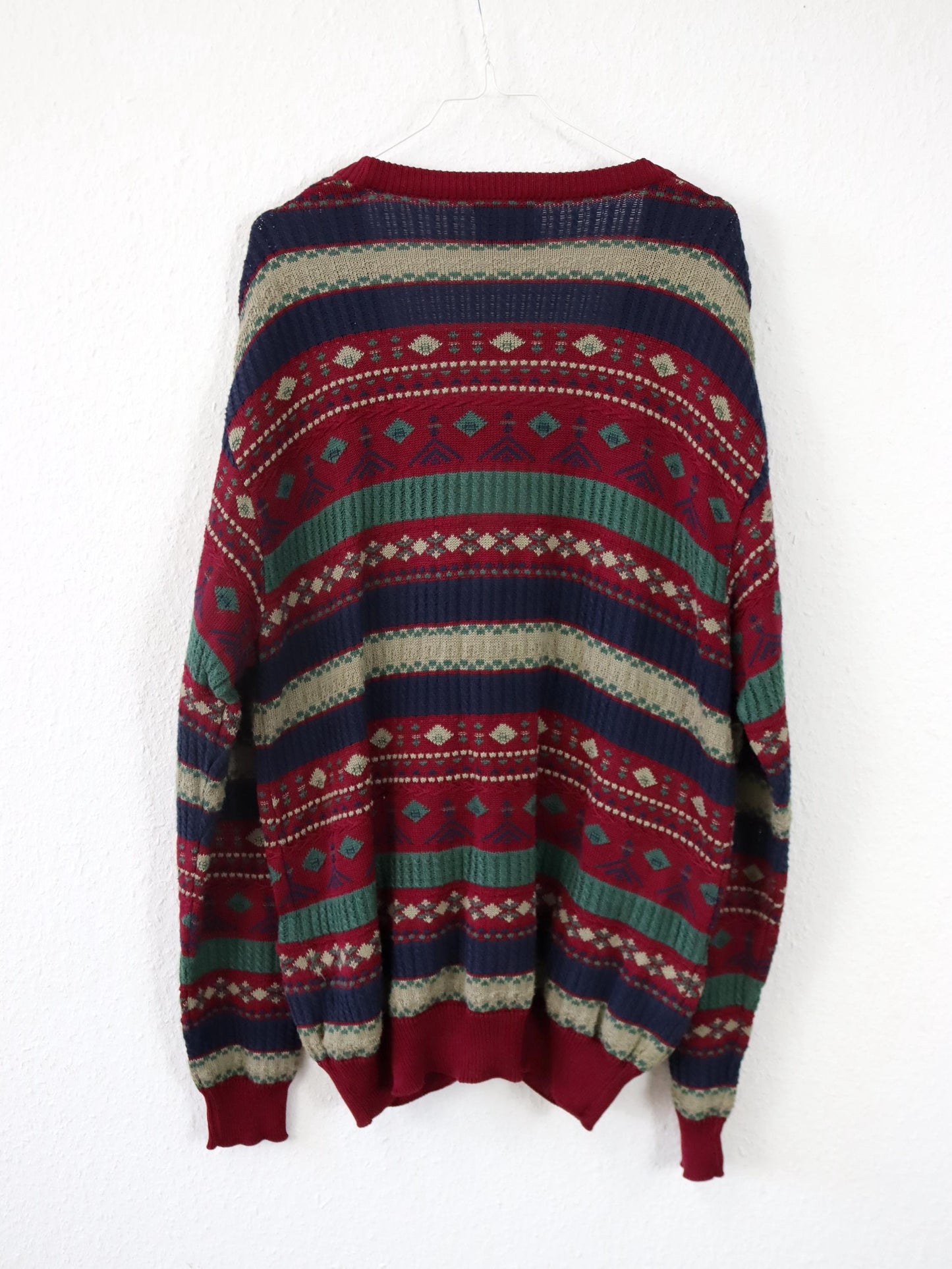 Vintage 80er 90er MARIO PIERALLI Cardigan gemustert Knopfleiste 54 XL