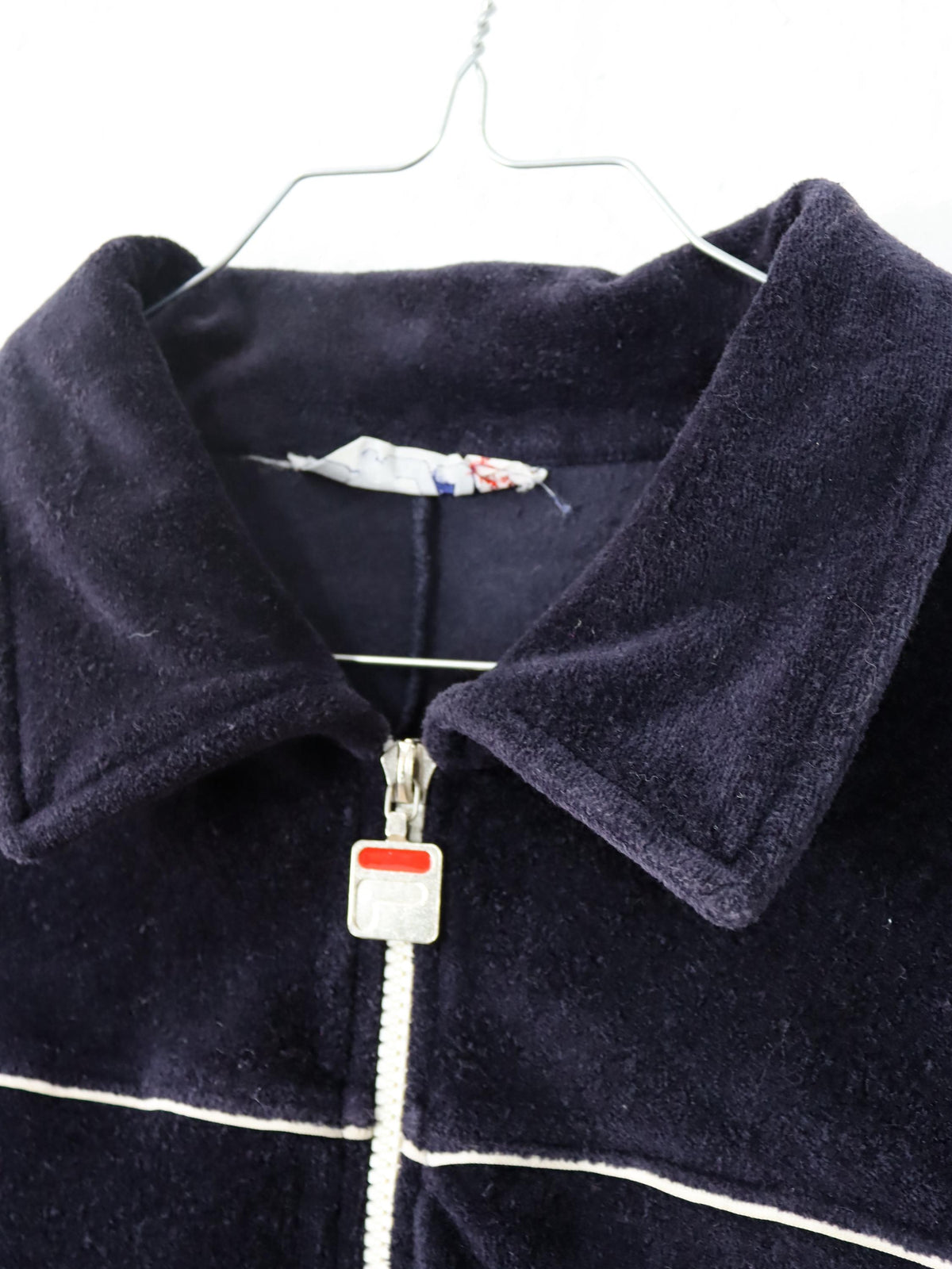 Vintage 80er 90er FILA Trainingsjacke Samt Velours Kragen dunkelblau 56 XXL