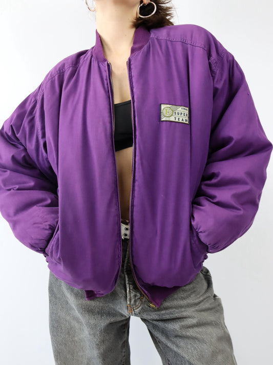 Vintage 80er 90er ESPRIT Bomberjacke Jacke gefüttert lila versitze M