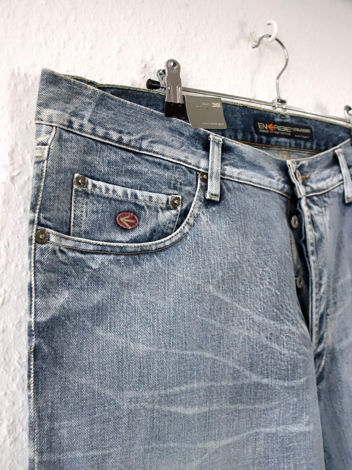 Vintage 90er 00er Y2K ENERGIE Baggy Pants Jeans hellblau grau weites Bein low waist W38