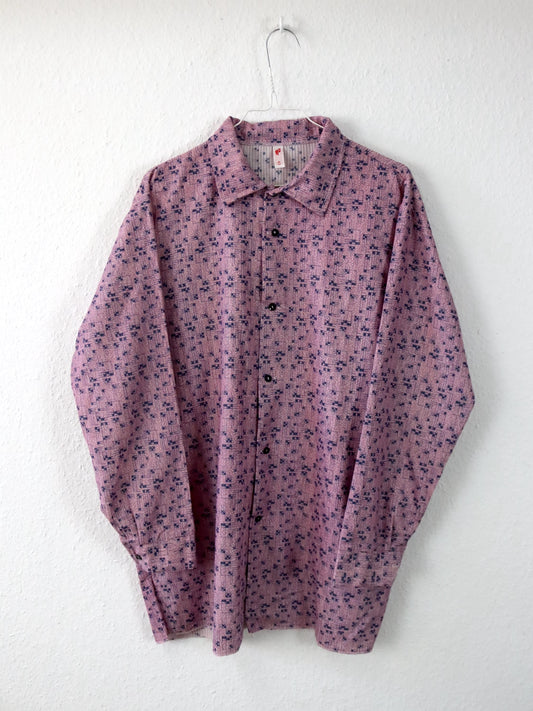 Vintage 70er 80er FRIENDSHIP Hemd Hemd langarm crazy pattern rosa L