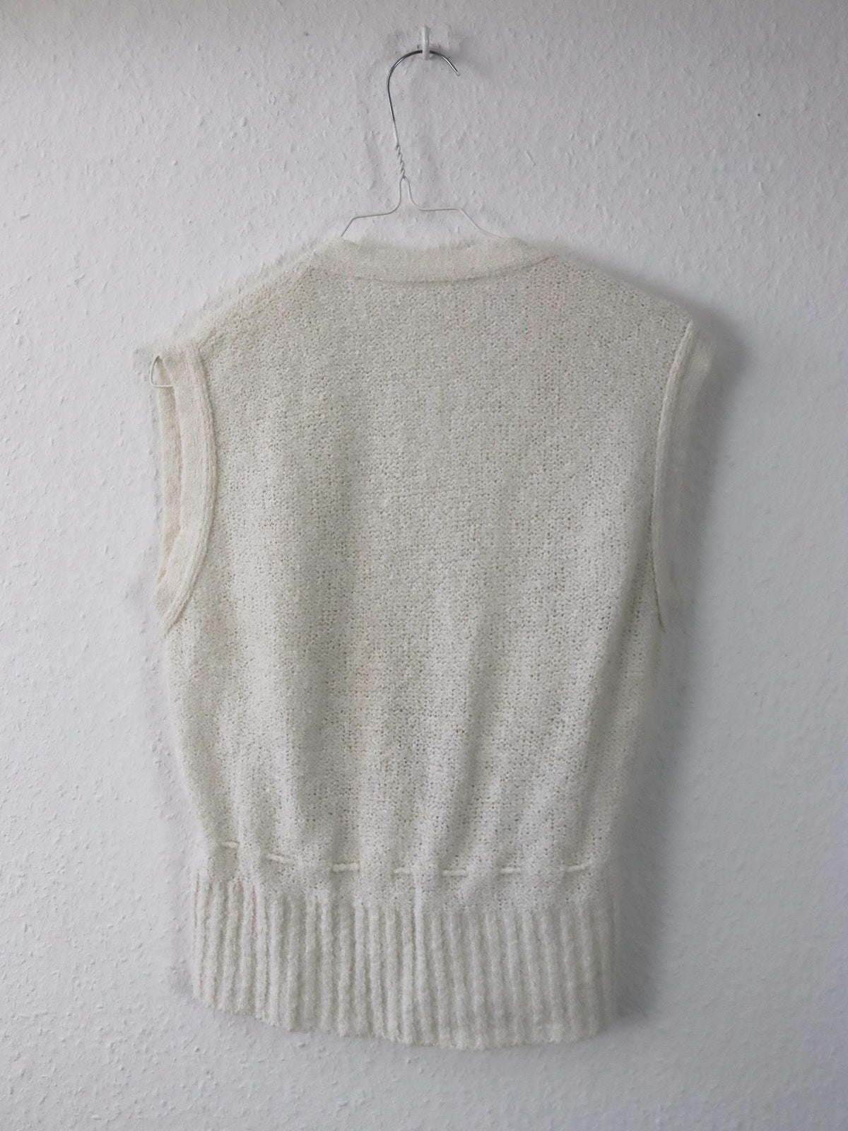 Vintage 80er 90er Strickweste Weste Creme top ärmellos 40