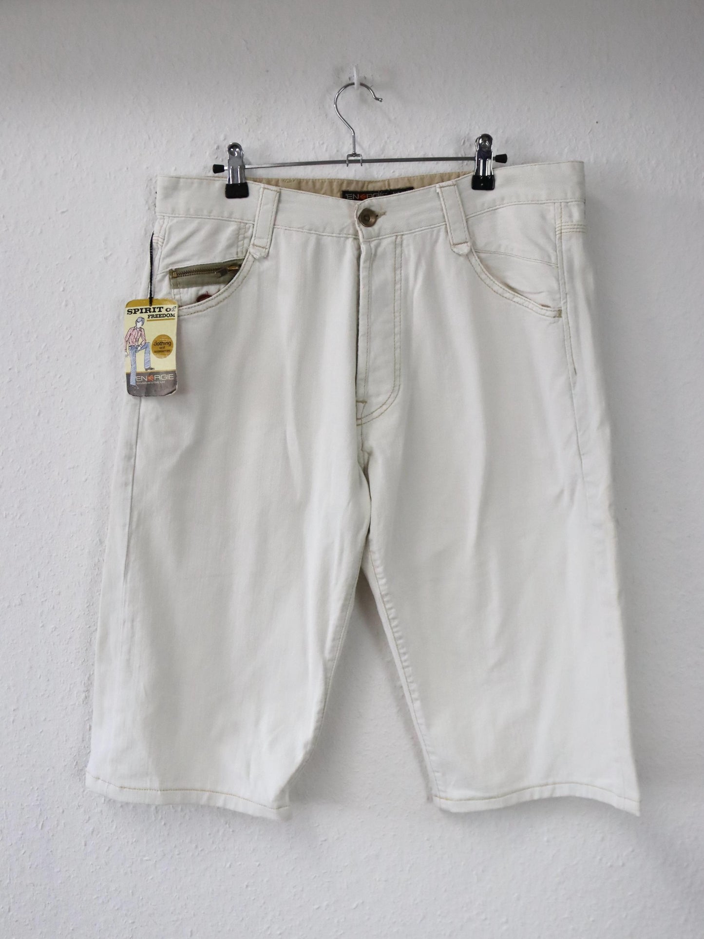 Vintage 00er Y2K ENERGIE Shorts kurze Hose weiß deadstock W34