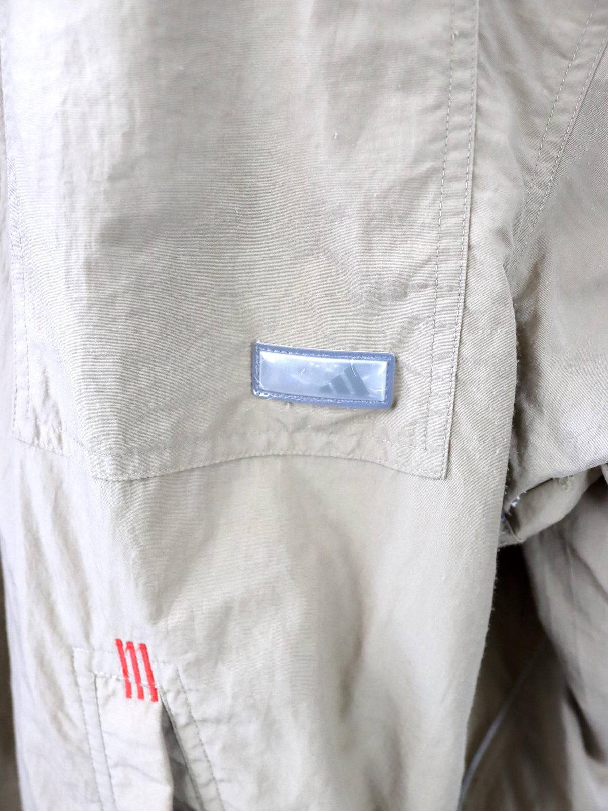 Vintage 80er 90er ADIDAS Windbreaker Jacke Überziehjacke beige Kapuze innen Fleece M