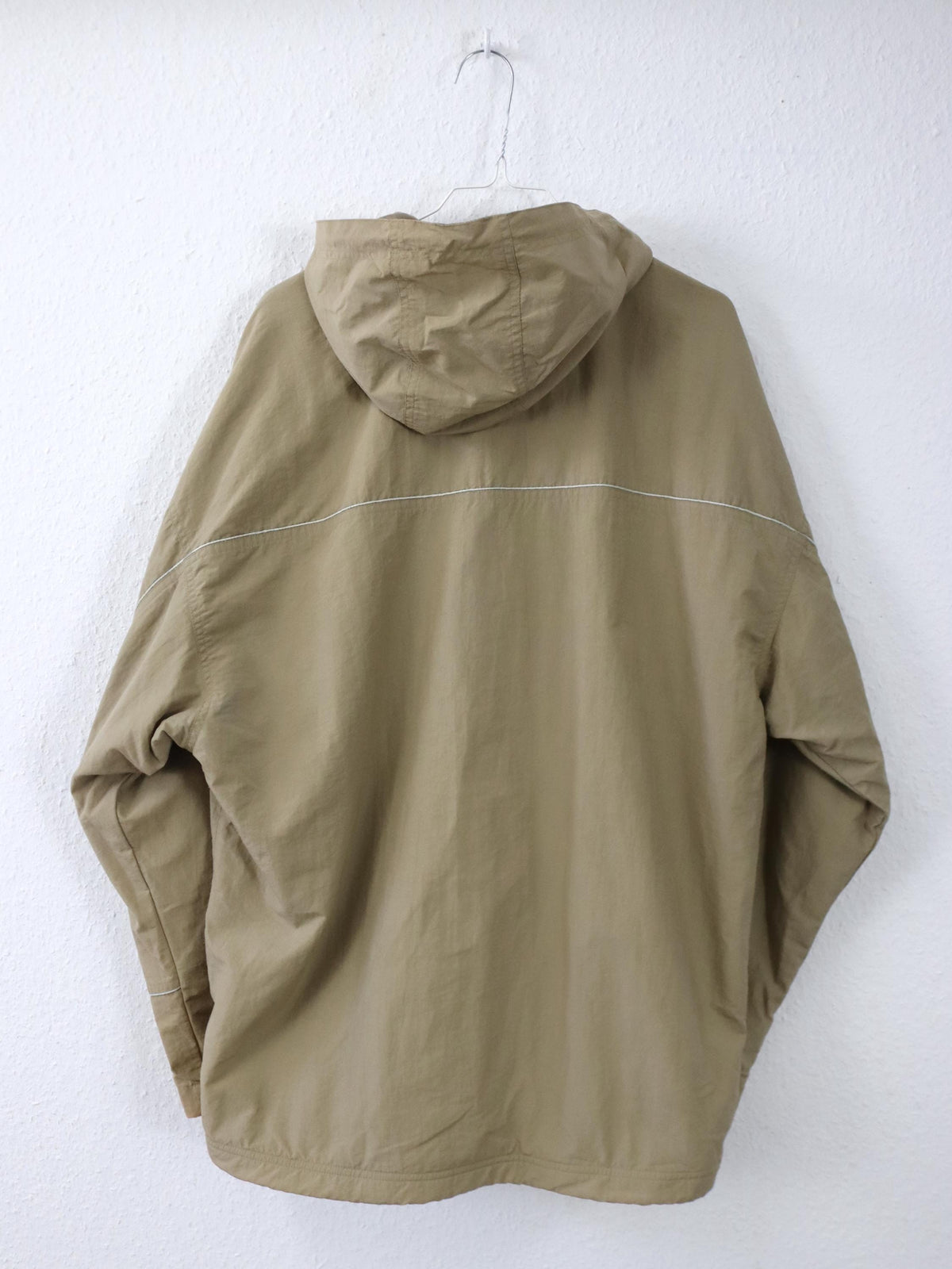 Vintage 80er 90er ADIDAS Windbreaker Jacke Überziehjacke beige Kapuze innen Fleece M