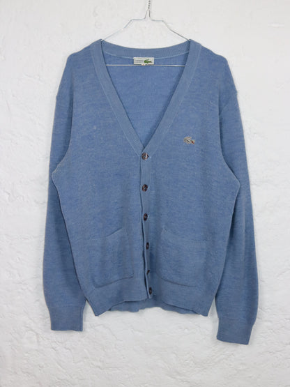 Vintage 80s 90s LACOSTE Cardigan light blue wool