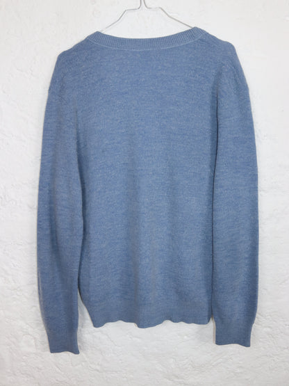 Vintage 80s 90s LACOSTE Cardigan light blue wool