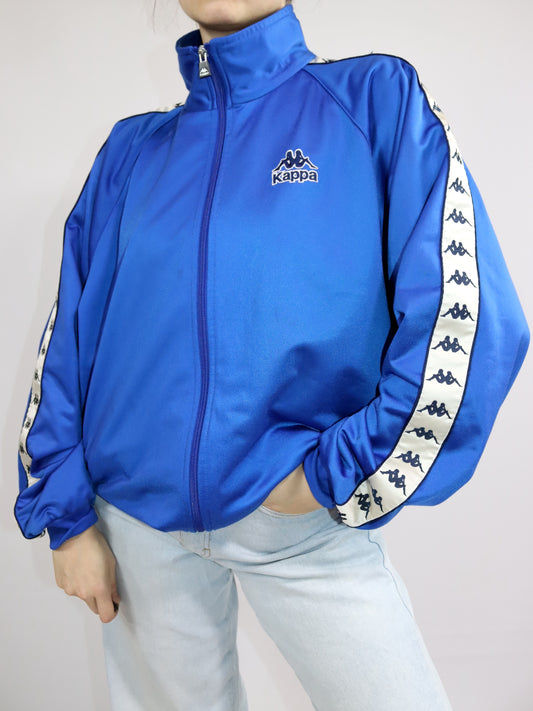 Vintage 80s 90s KAPPA tracksuit jacket stand-up collar blue white XL