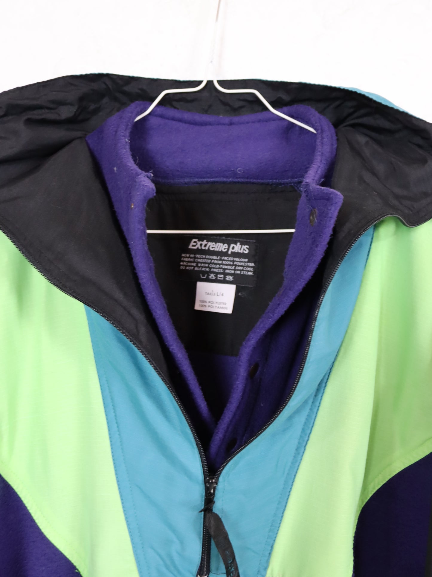 Vintage 80er 90er EXTREME PLUS Fleecepullover Skipullover Stehkragen bunt L