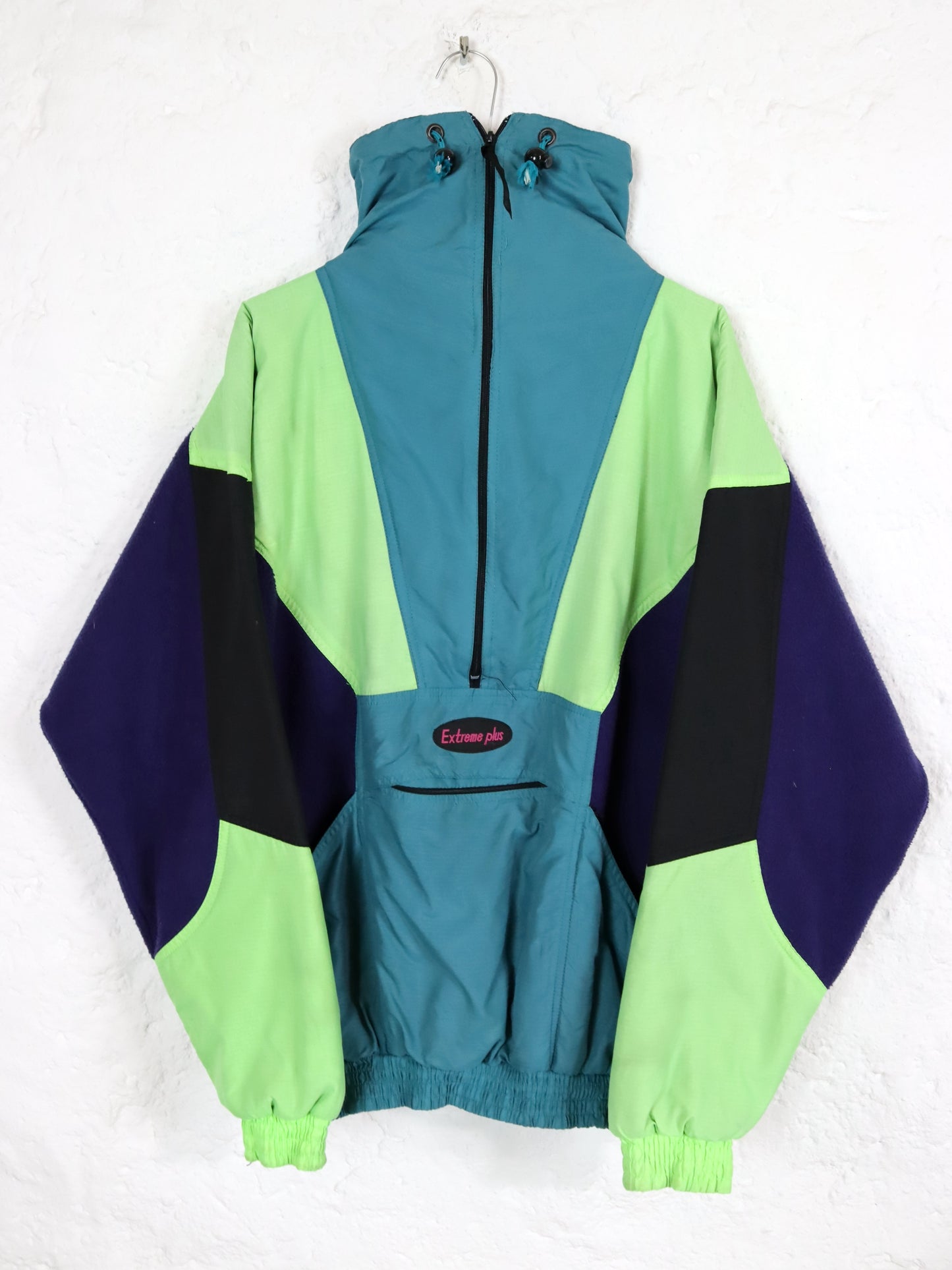 Vintage 80er 90er EXTREME PLUS Fleecepullover Skipullover Stehkragen bunt L
