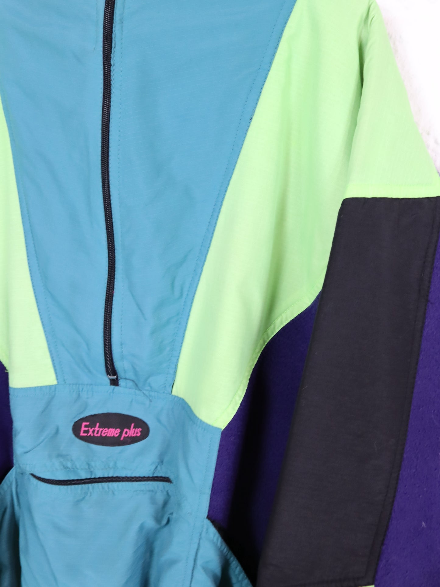 Vintage 80er 90er EXTREME PLUS Fleecepullover Skipullover Stehkragen bunt L