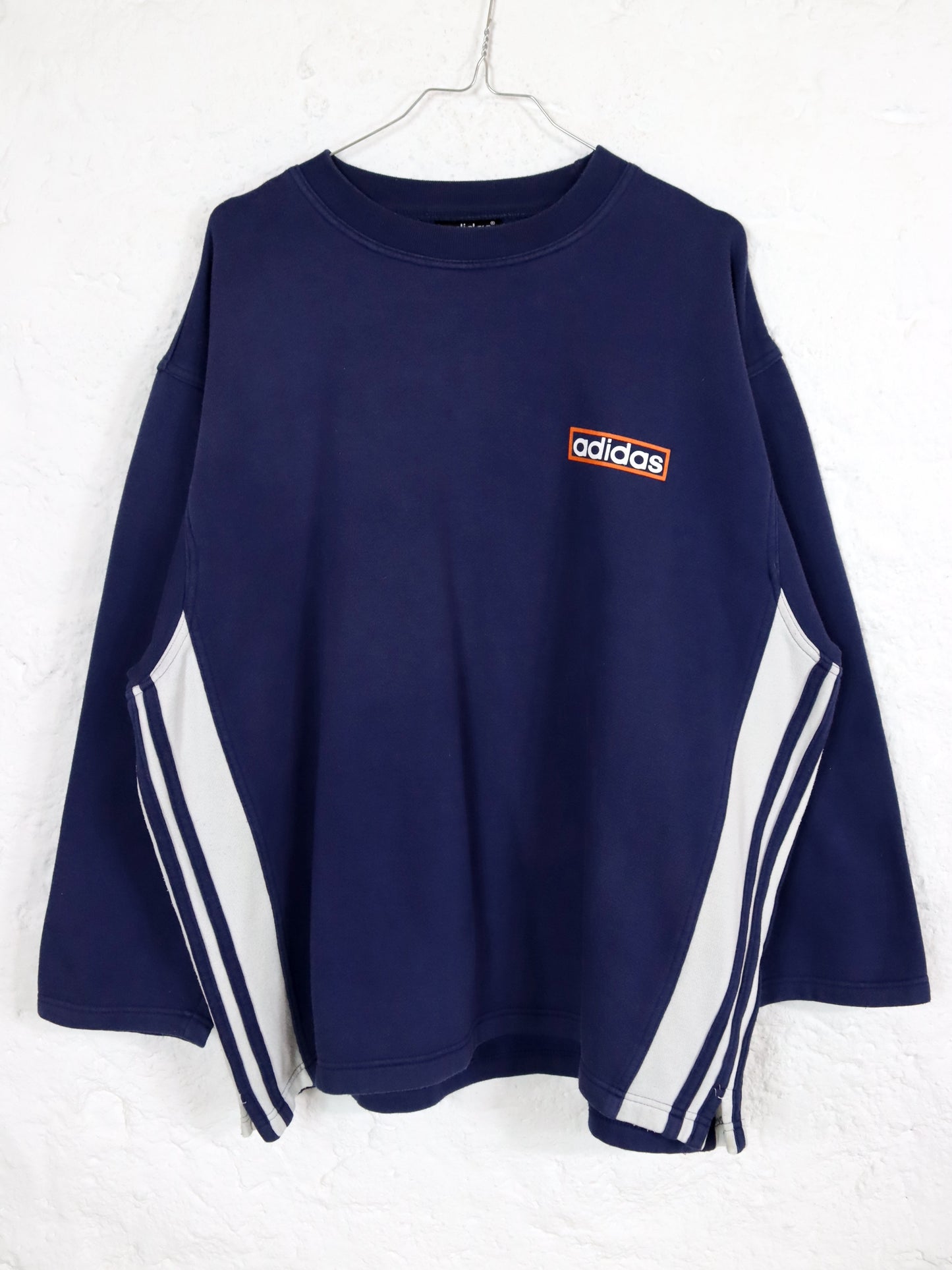 Vintage 80er 90er ADIDAS Sweatshirt Pullover dunkelblau orange D6 M