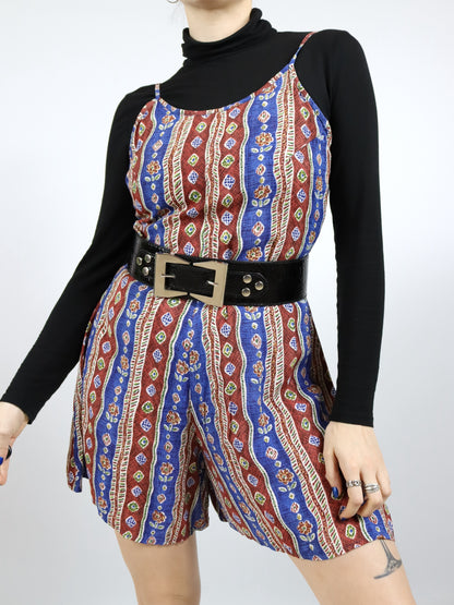 Vintage 80s 90s HENNES jumpsuit one-piece sleeveless crazy pattern 36