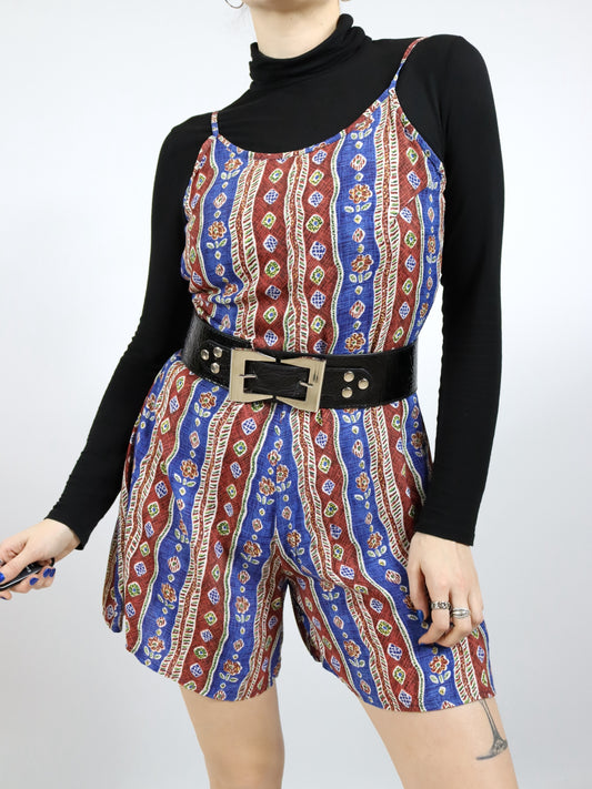 Vintage 80s 90s HENNES jumpsuit one-piece sleeveless crazy pattern 36