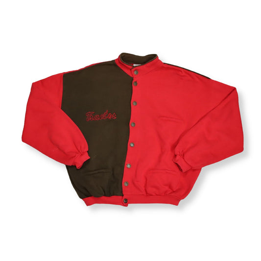 Vintage Cardigan Sweatshirt braun rot TRACTOR M