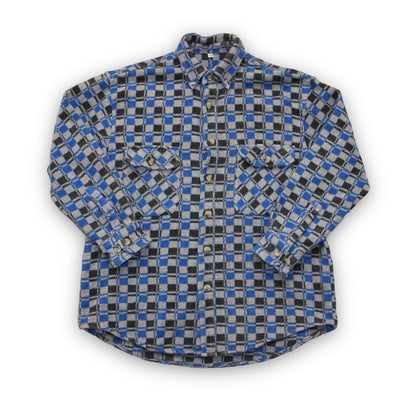 Vintage flannel shirt checked gray black blue M