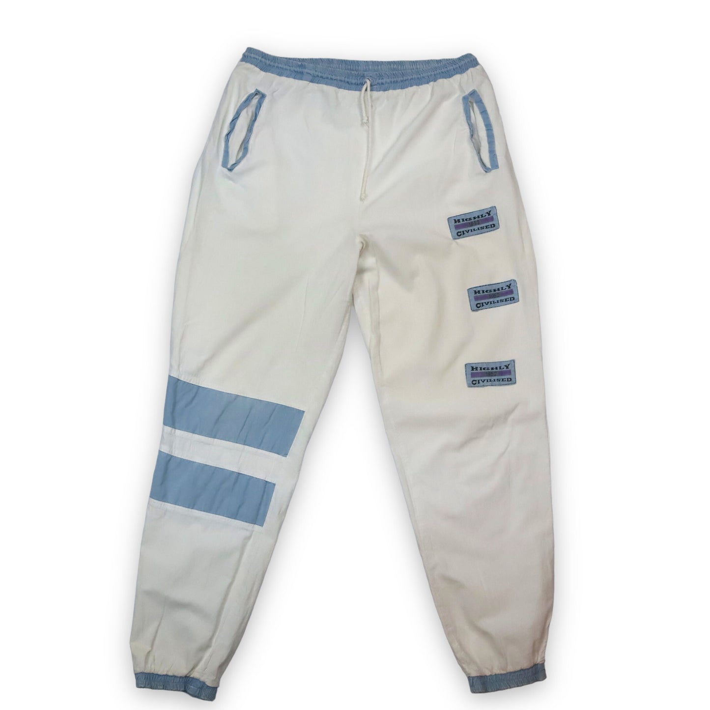 Vintage sweatpants thin trousers white blue HIGHLY CIVILIISED XL