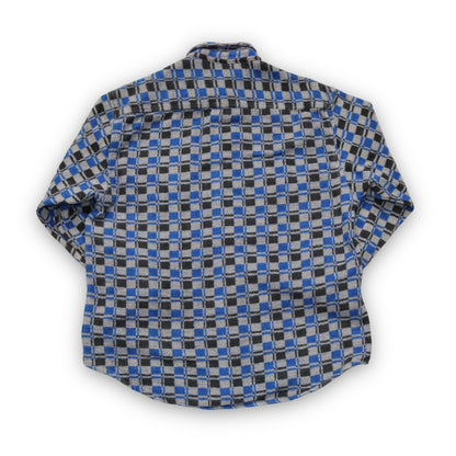 Vintage flannel shirt checked gray black blue M