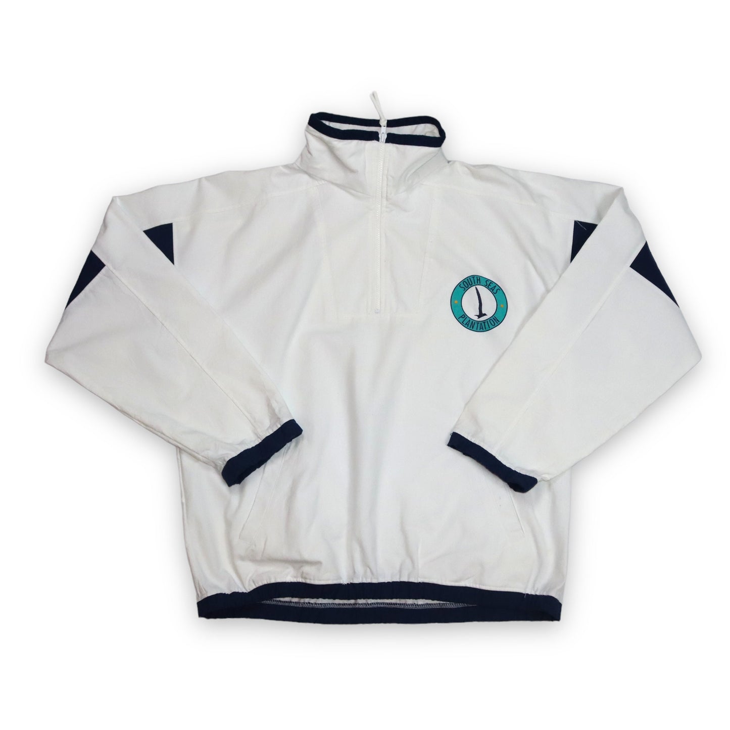 Vintage Jacke Sweatshirt weiß dunkelblau SOUTH SEAS Gear XL