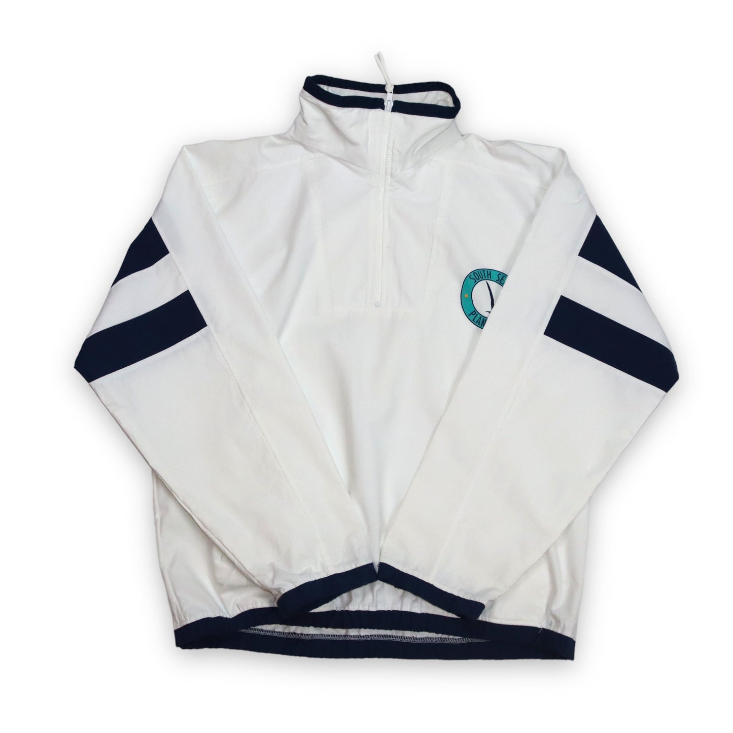 Vintage Jacke Sweatshirt weiß dunkelblau SOUTH SEAS Gear XL