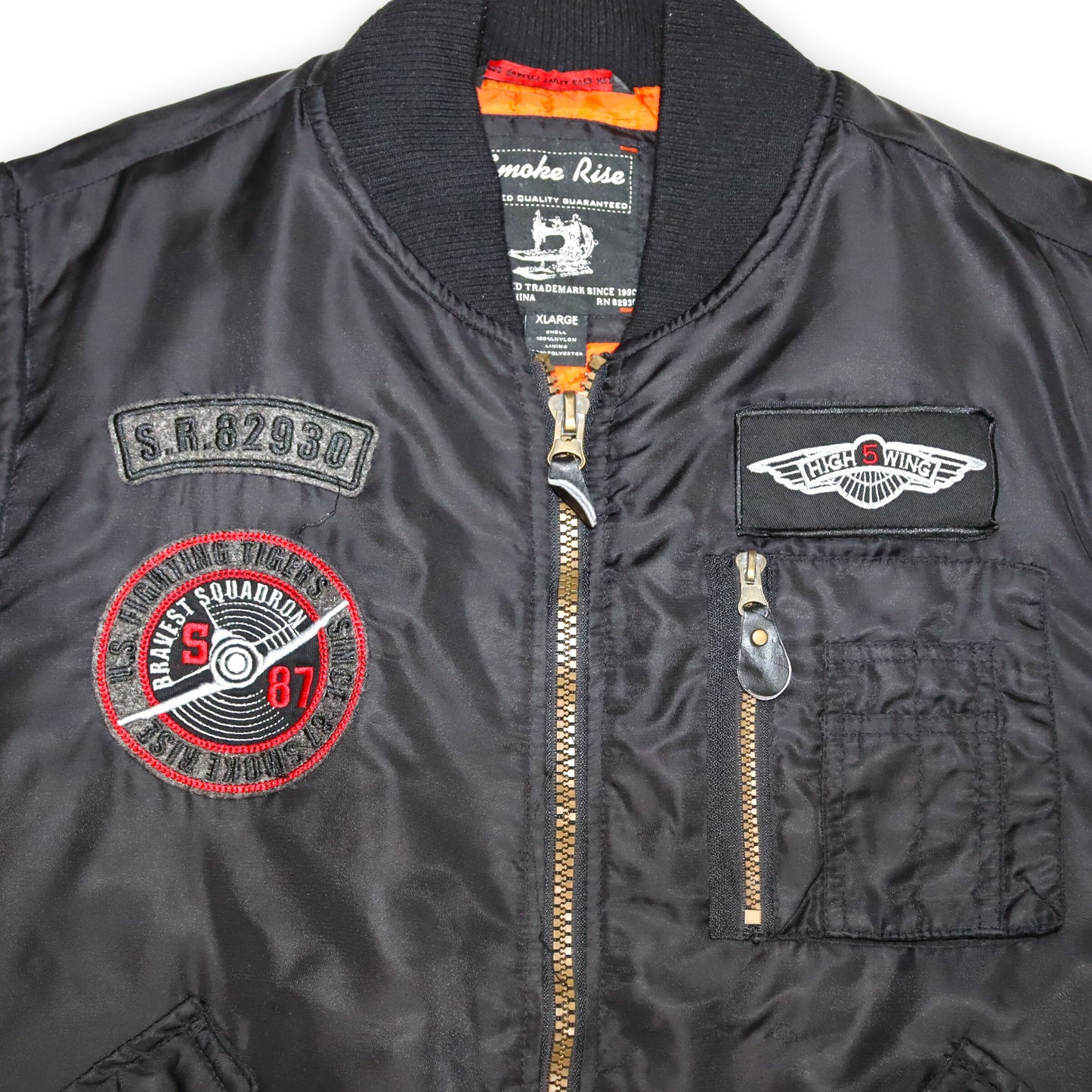 Vintage Vest Lined Biker Vest Black Patches Smoke Rise XL