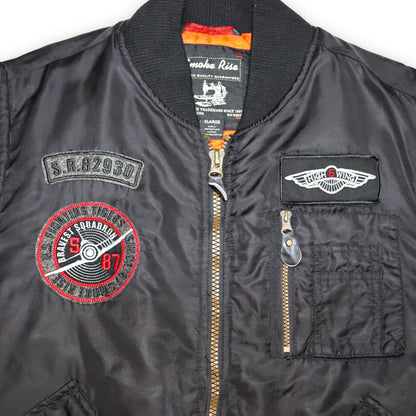 Vintage Vest Lined Biker Vest Black Patches Smoke Rise XL