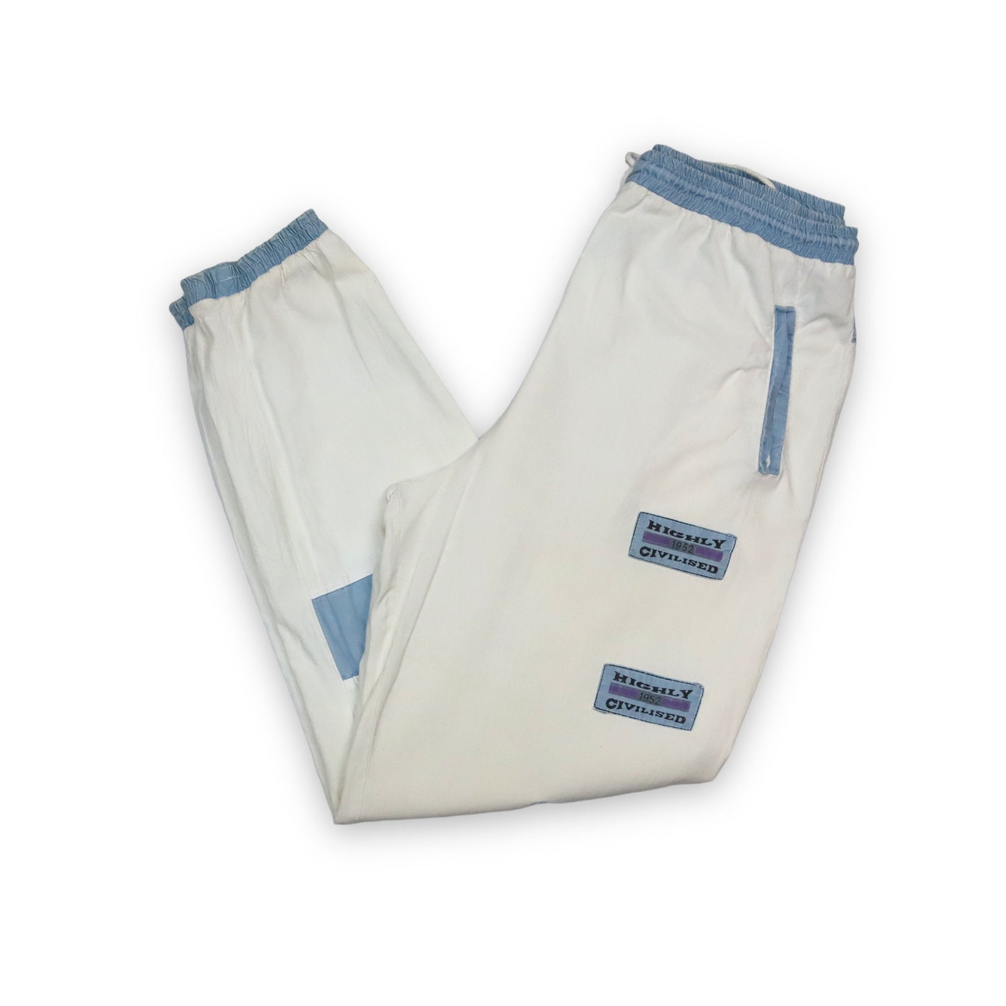Vintage sweatpants thin trousers white blue HIGHLY CIVILIISED XL