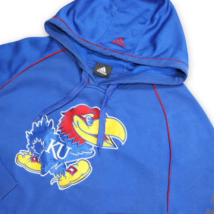 Vintage Y2K Hoodie Sweater Blue Kansas Jayhawks Basketball ADIDAS XL