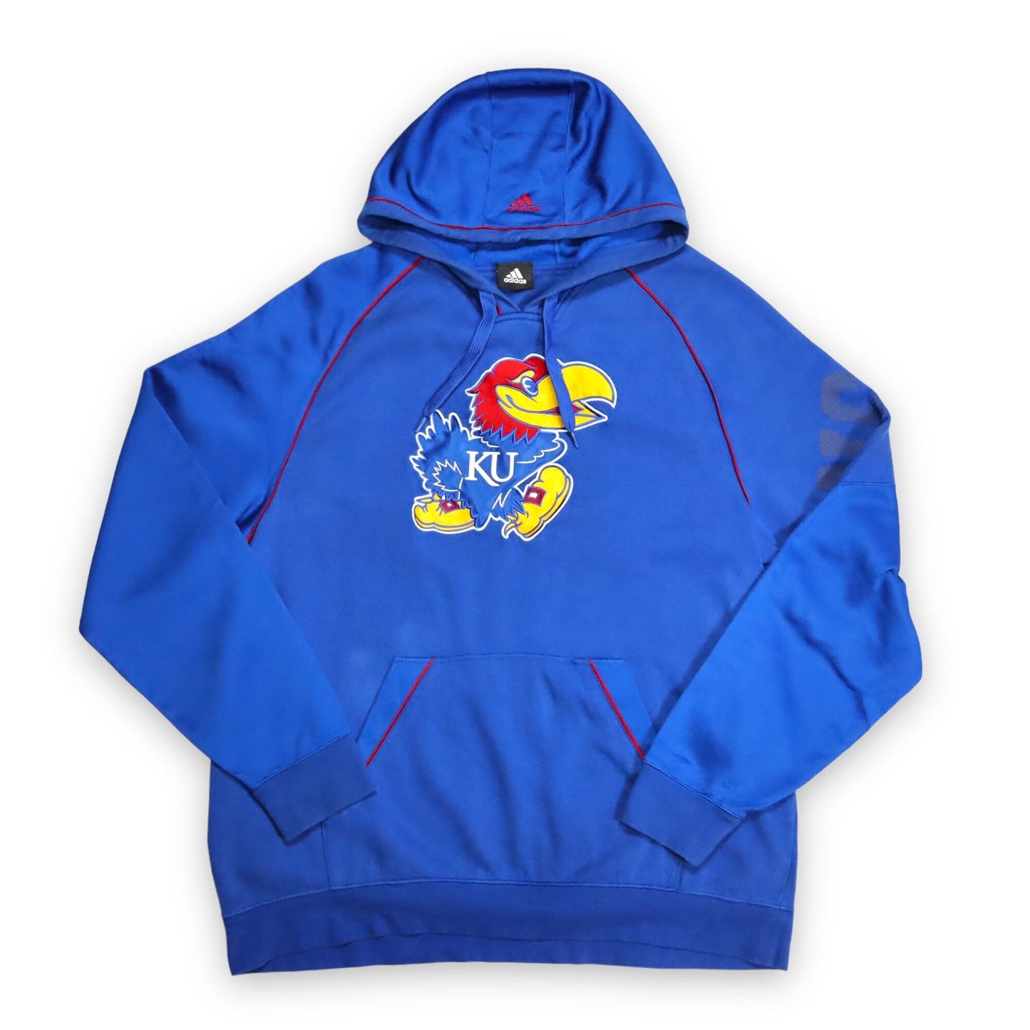 Vintage Y2K Hoodie Sweater Blue Kansas Jayhawks Basketball ADIDAS XL