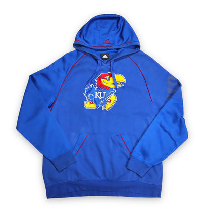 Vintage Y2K Hoodie Sweater Blue Kansas Jayhawks Basketball ADIDAS XL
