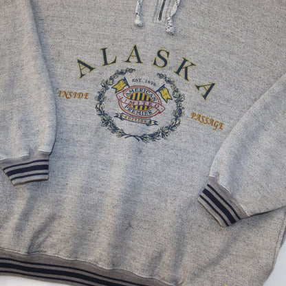 Vintage Hoodie Pullover grau mit Taschen Alaska GEAR L