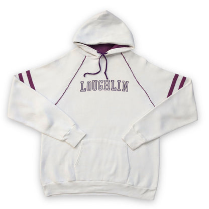 Vintage Hoodie Pullover weiß lila Loughlin Jerzees by Russell XL 46