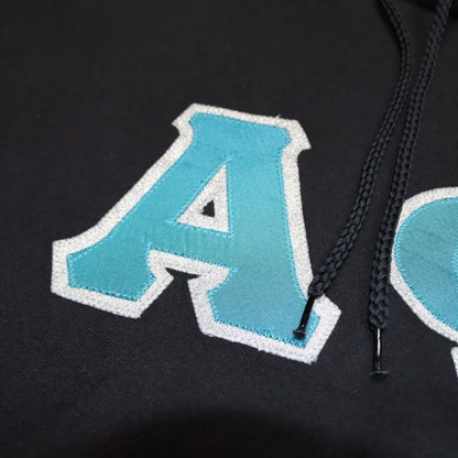 Vintage Hoodie Pullover Aufdruck College türkis schwarz