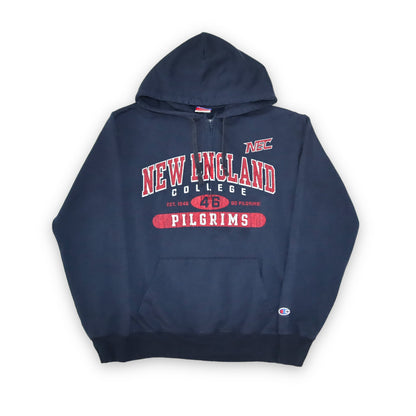 Vintage CHAMPION Hoodie Pullover Zipper New England College dunkelblau S