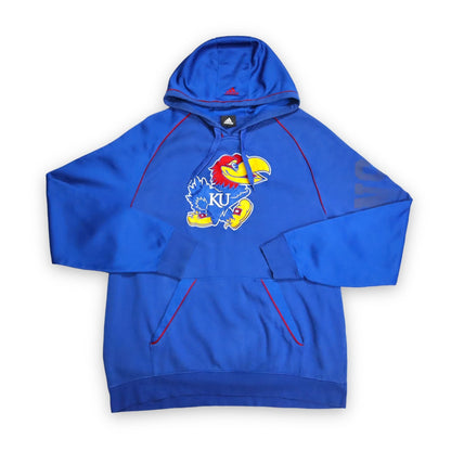 Vintage Y2K Hoodie Sweater Blue Kansas Jayhawks Basketball ADIDAS XL