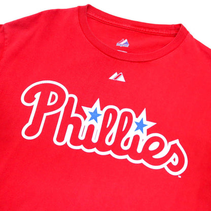 Vintage MAJESTIC t-shirt short-sleeved red Phillies Utley M