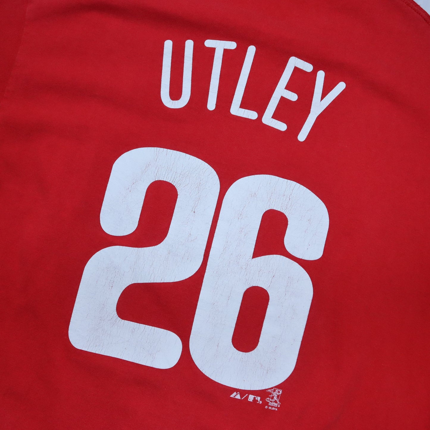 Vintage MAJESTIC t-shirt short-sleeved red Phillies Utley M