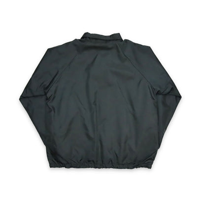 Vintage Y2K Windbreaker Jacke Knopfleiste schwarz Print Vorderseite L