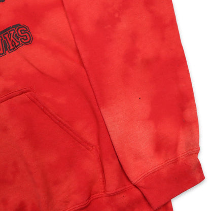 Vintage GILDAN Hoodie Pullover upcycled selfmade Batik rot Audubon Blackhawks S