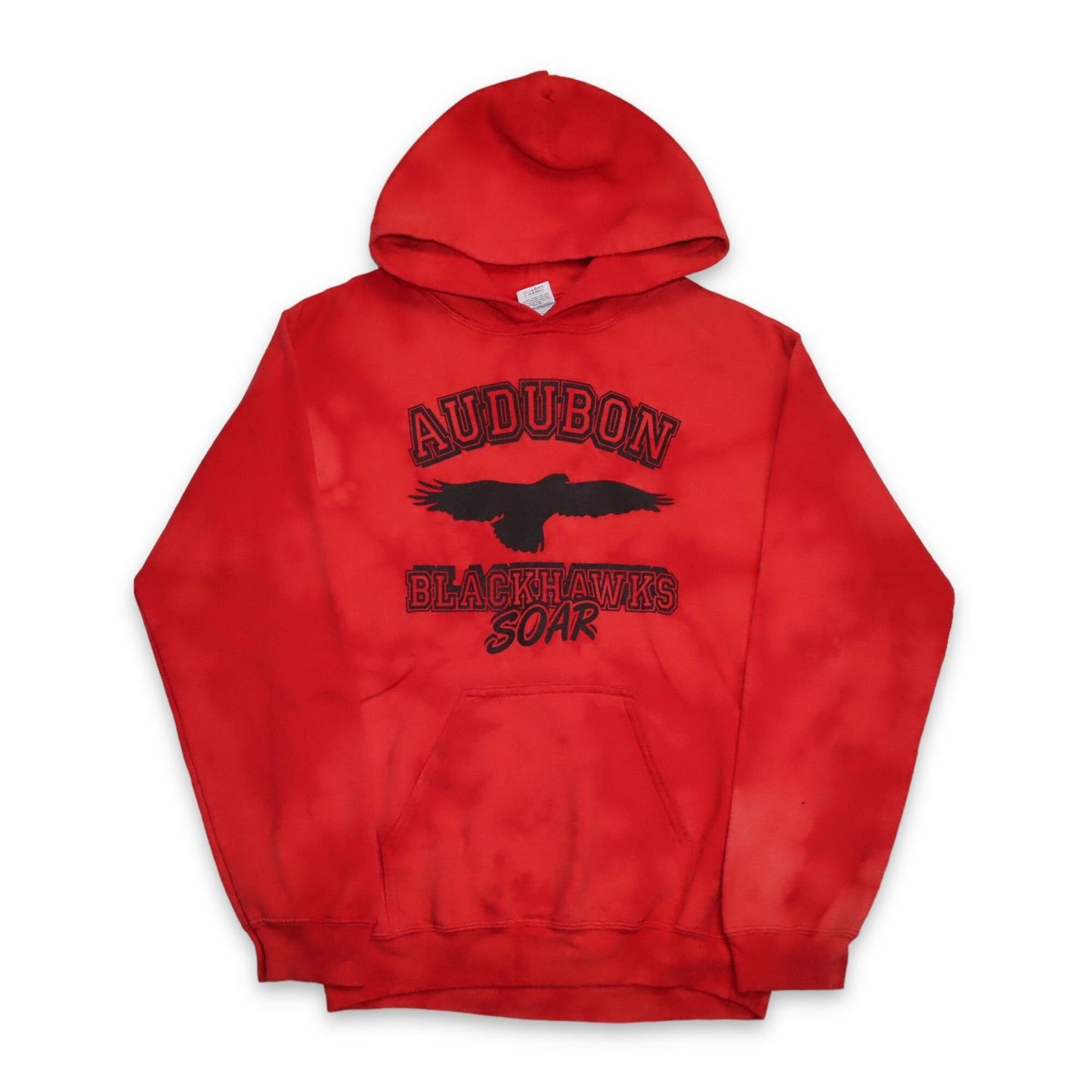 Vintage GILDAN Hoodie Pullover upcycled selfmade Batik rot Audubon Blackhawks S