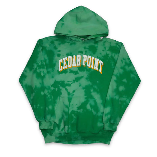 Vintage GILDAN Hoodie Pullover upcycled selfmade Batik Cedar Point grün gelb M