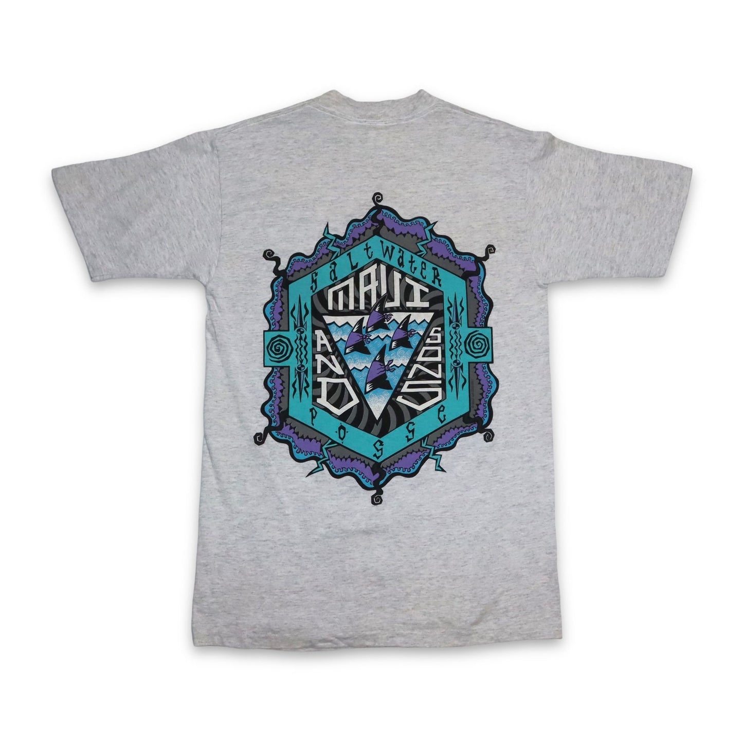 Vintage Maui T-Shirt gray print purple turquoise M