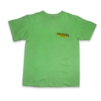 Vintage Rare Ocean Pacific T-Shirt neon green imprint 1990 L/XL