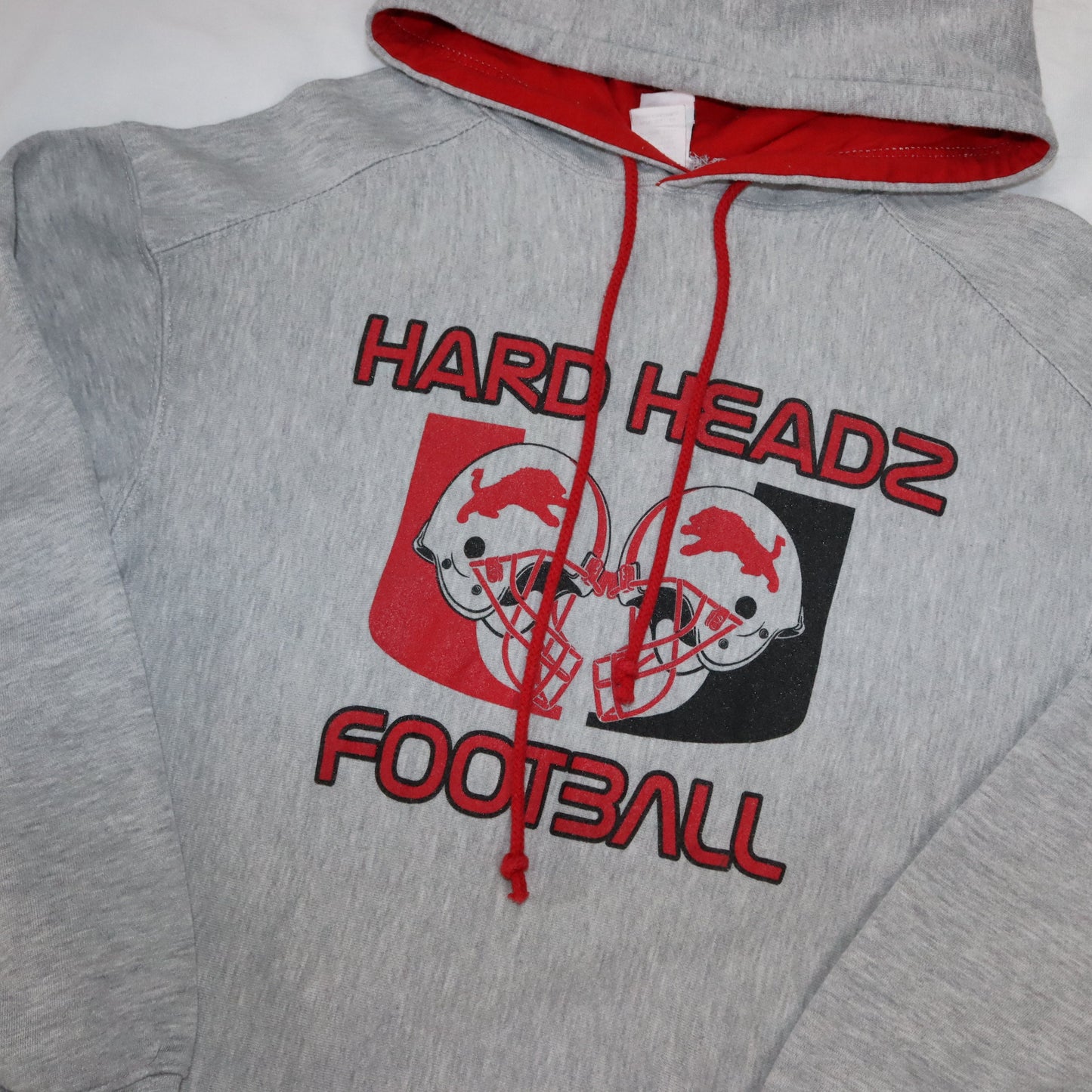 Vintage BADGER Hoodie Pullover grau rot Hard Headz Football L