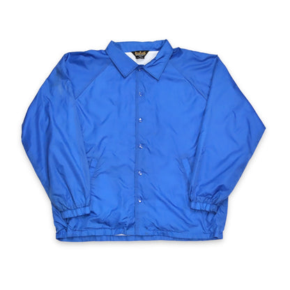 Vintage AUBURN Windbreaker Jacket Button Front Blue John Lee Paint Co. Print Back XL